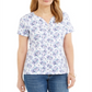Karen Scott Women's Printed Henley Top  Purple Size Medium