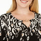 JM Collection Women's Plus Printed Top Black Size 3X