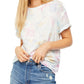 Free People Women's Tie Dye Short Sleeve Crew Neck T-Shirt White Size Large
