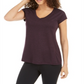 Ideology Women's Essential Heathered V Neck Pullover Top Purple Size Medium