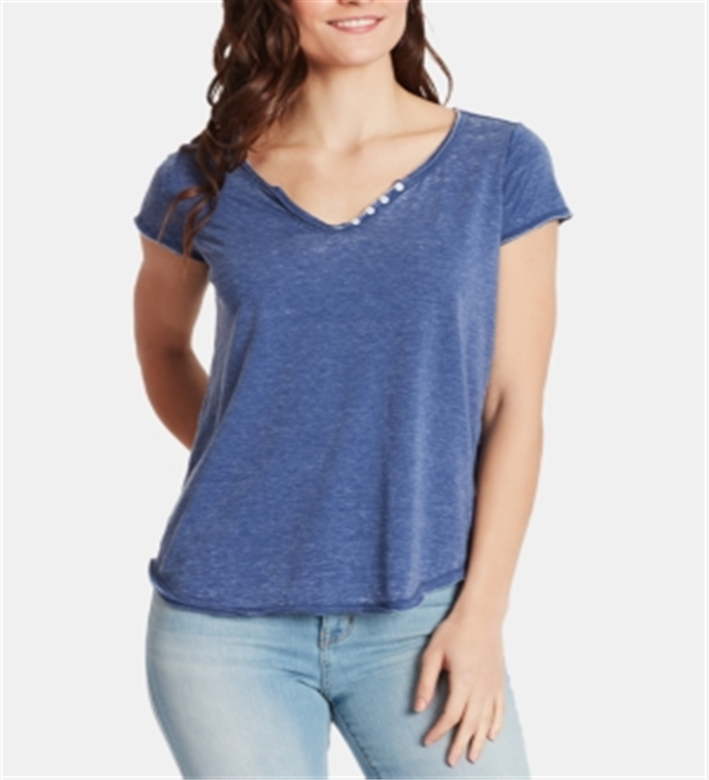 William Rast Women's Cooper Slub V Neck T-Shirt Blue Size XS