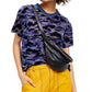 Free People Women's Camouflage Short Sleeve Crew Neck T-Shirt Top Blue Size Medium
