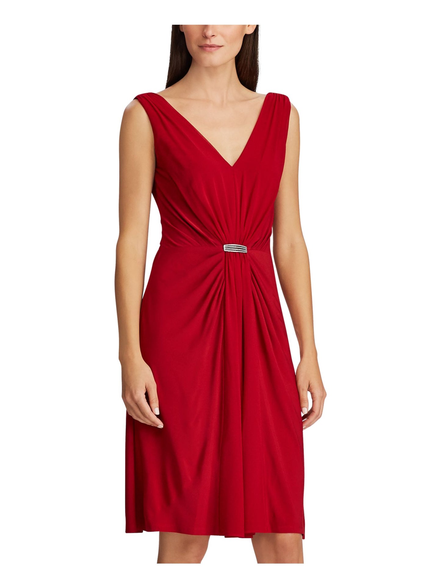 Ralph Lauren Women's Embellished Sheath Dress Red Size 10