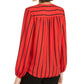 INC International Concepts Women's Striped Long Sleeve V Neck Wear to Work Top Red Size Large