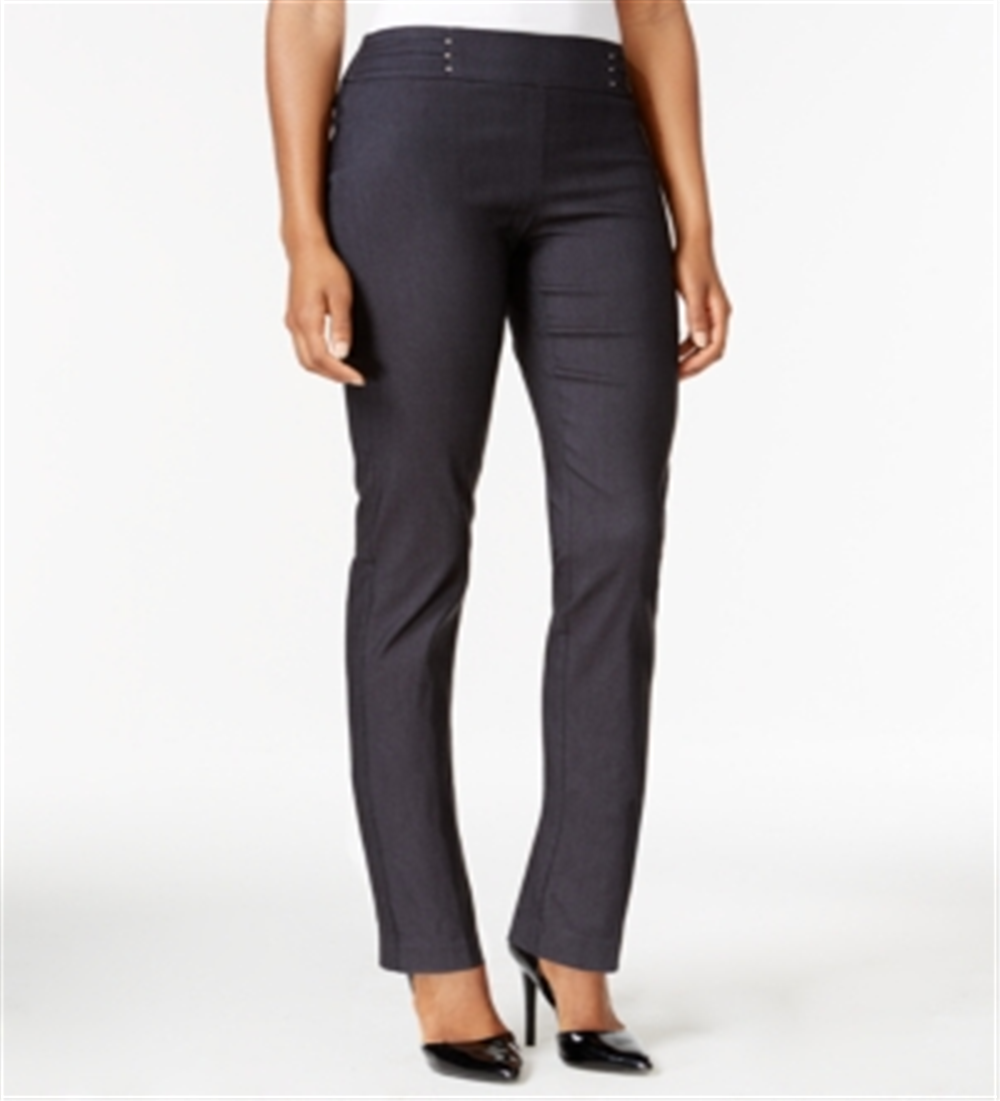 JM Collection Women's Studded Pull on Pants Navy Size Petite L