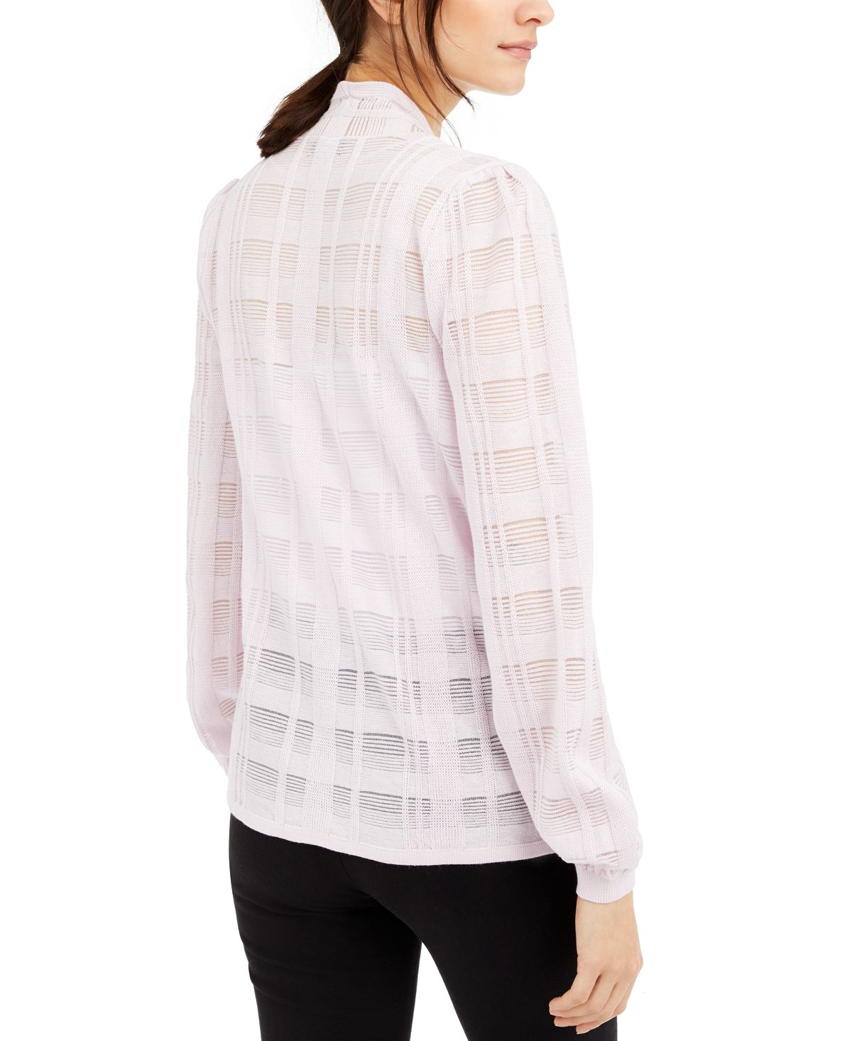 Alfani Women's Open Front Ribbed Trim Cardigan Top Pink Size Large