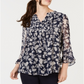 Charter Club Women's Printed Pintuck Top Blue Size XX-Large