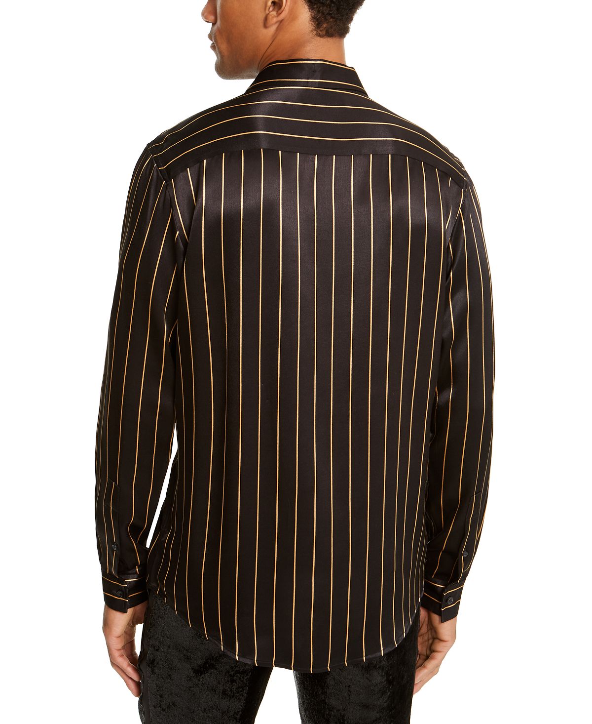 INC International Concepts Men's Striped Collared Dress Shirt Black Size XXX-Large