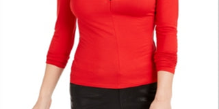 Guess Women's Maida Peek a Boo Top Red Size M