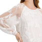 Alfani Women's Sheer Solid Long Sleeve Jewel Neck Top White Size XX-Large