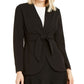 Alfani Women's Tie Waist Collarless Blazer Black Size 14