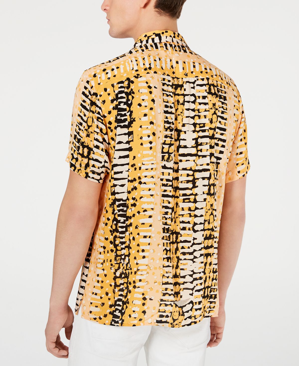INC International Concepts Men's Animal Print Shirt Yellow Size X-Large
