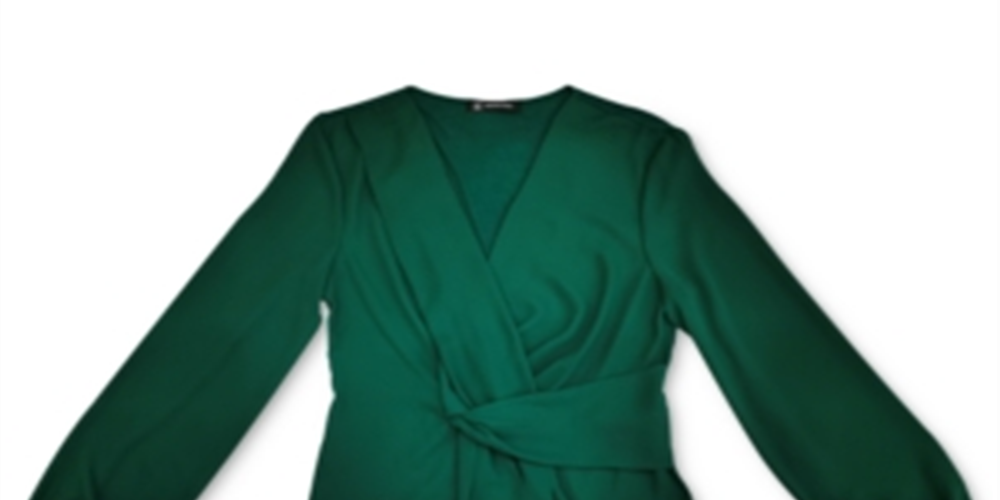 INC International Concepts Women's Drape Front Bishop Sleeve Blouse Green Size Medium