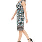 JM Collection Women's Printed Beaded Sleeveless Dress Blue Size Large