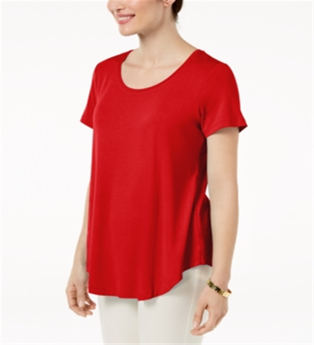 JM Collection Women's Scoop Neck Top Red Size M