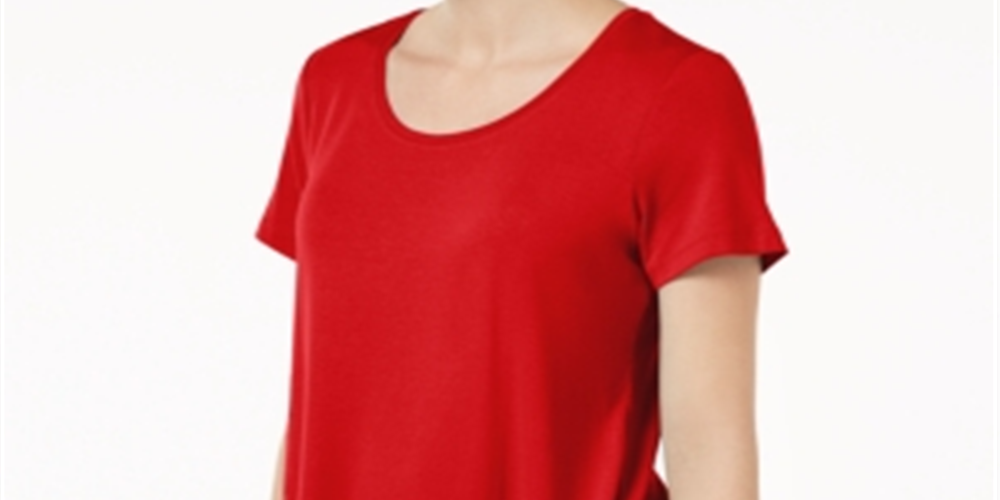 JM Collection Women's Scoop Neck Top Red Size M