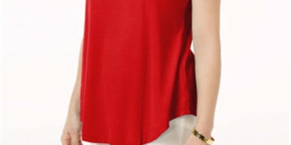 JM Collection Women's Scoop Neck Top Red Size M