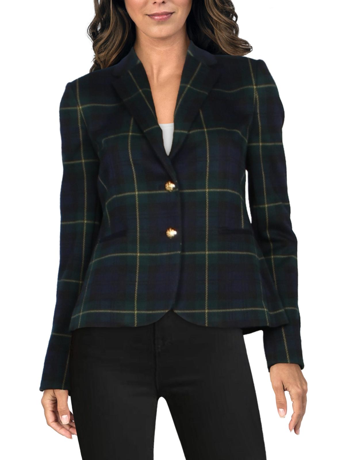 Ralph Lauren Women's Plaid Jacquard Blazer Black Size Petite Medium