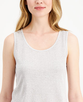 Alfani Women's Metallic Knit Tank Top Sweater Gray Size Small