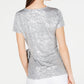 INC International Concepts Women's Blouse Metallic Side Tie Shine Top Silver Size Small