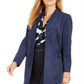 Calvin Klein Women's Faux Suede Open Front Topper Jacket Blue Size 16