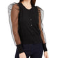 INC International Concepts Women's Woven Sleeve Cardigan Black Size Medium