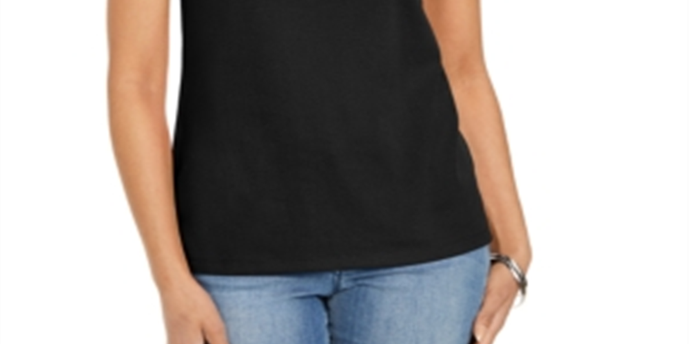 Karen Scott Women's Grommet Trim Tank Top Black Size Large
