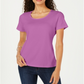 Karen Scott Women's Short Sleeve Scoop Neck Top Purple Size Large