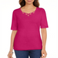 Karen Scott Women's Cotton Keyhole Top Pink Size X-Large