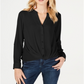 INC International Concepts Women's Twist Front Shirt Black Size 1X