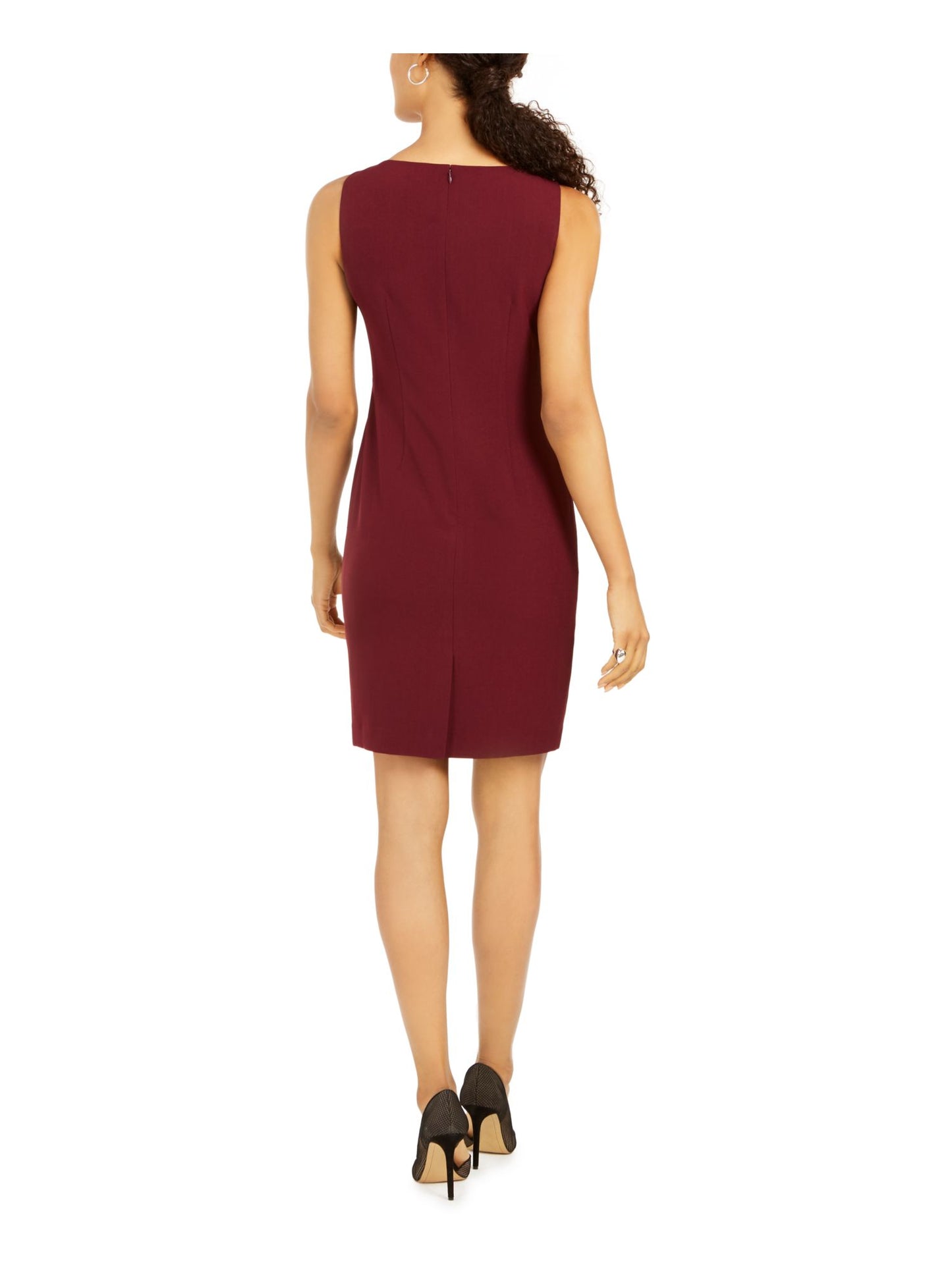 Kasper Women's Zippered Sleeveless Jewel Neck Knee Length Body Con Dress Red Size 8