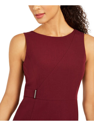 Kasper Women's Zippered Sleeveless Jewel Neck Knee Length Body Con Dress Red Size 8