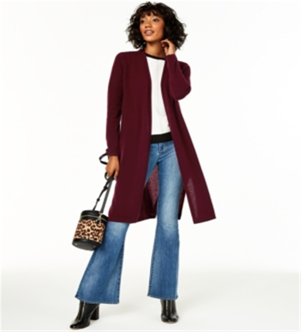 Charter Club Women's Pure Cashmere Duster Cardigan Red Size X-Small