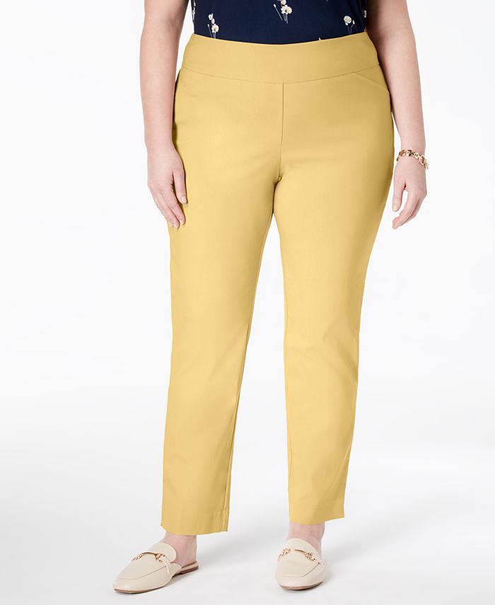 Charter Club Women's Cambridge Tummy Control Pull on Pants Yellow Size 20W