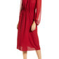 Anne Klein Women's Smocked Waist Midi Dress Red Size Medium