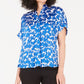 Alfani Women's Printed Short Sleeve Blouse Blue Size Petite S