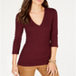 INC International Concepts Women's V Neck Top Purple Size Petite Petite