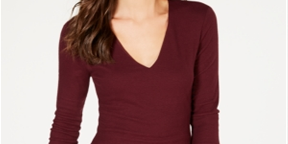 INC International Concepts Women's V Neck Top Purple Size Petite Petite