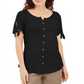 Karen Scott Women's Button Front Top Black Size Medium