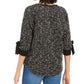 Charter Club Women's Bow Cuff Marled Top Black Size Petite S