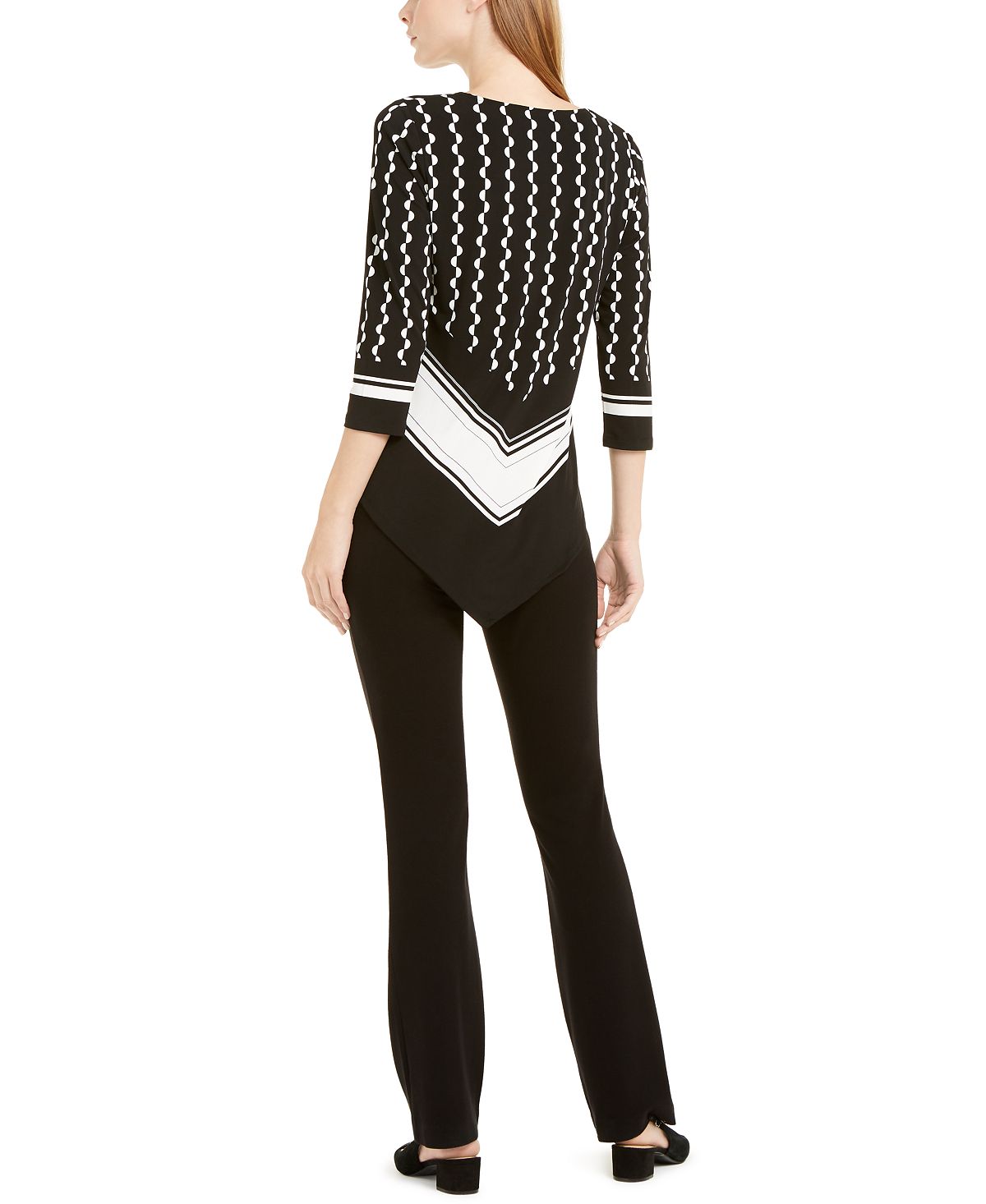 Alfani Women's Mixed Print Point Hem Top Black Size Small