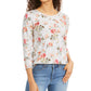 Style & Co Women's  Floral-Print Top White Multi Size Medium