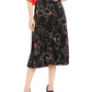 Alfani Women's Floral Print Pleated MIDI Skirt Black Size Large