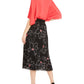 Alfani Women's Floral Print Pleated MIDI Skirt Black Size Large