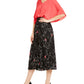 Alfani Women's Floral Print Pleated MIDI Skirt Black Size Large