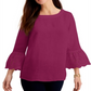 Charter Club Women's Eyelet Bell Sleeve Top Pink Size Small