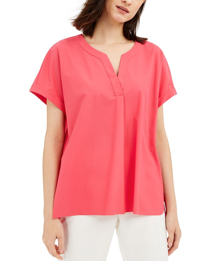 Alfani Women's V Neck Solid Blouse Pink Size Large
