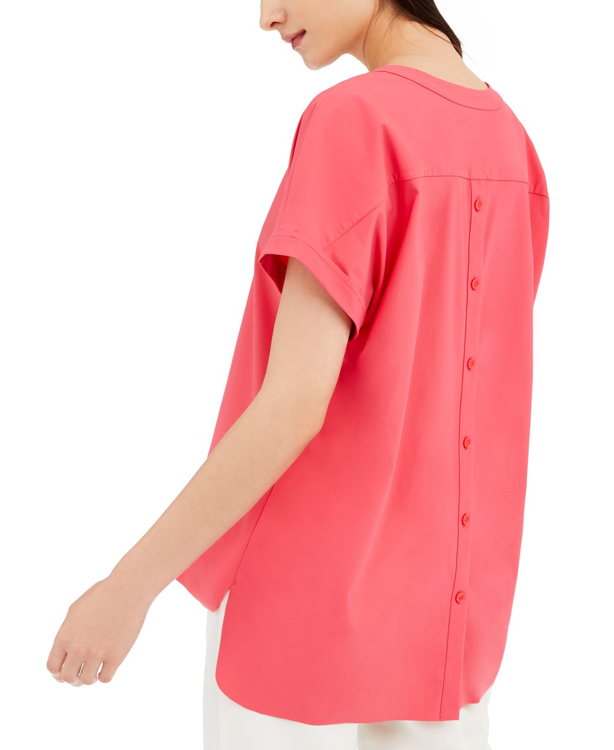 Alfani Women's V Neck Solid Blouse Pink Size Large