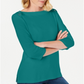 Karen Scott Women's Grommet Trim 3/4 Sleeve Top Blue Size X-Large