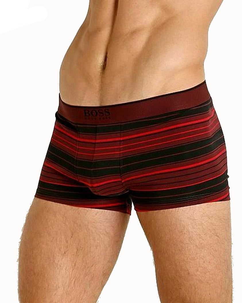 Hugo Boss Men's Striped Logo Boxer Briefs Red Size Small